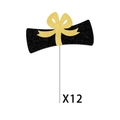 Set di 12 topper per cupcake di laurea neri e oro con decorazioni a fiocco e glitter - Rotolo Nero Fiocco Dorato (mys0314-2-01) / Set