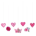 Set di decorazioni per la festa della mamma con cuori rosa e fiori da appendere al muro - Decorazione Pendente Festa della Mamma (Y-00530-3)