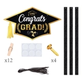 Zwarte en gouden afstudeer deurhanger set inclusief 12 fotoclips en felicitatiebord - Afstudeerviering Foto Deurhanger (L-00414)