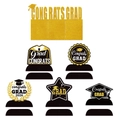 6Pcs Class of 2026 graduation honeycomb centerpieces in black and gold glitter design - Graduation Theme Table Decoration Set (G-00066)