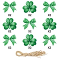 Set da 18 pezzi per San Patrizio con ciondoli a trifoglio verde e fiocchi con corda - 18 pezzi Etichette Appese (G-00056)