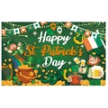 Banner di sfondo per San Patrizio con leprechaun e trifogli per decoro festa - St. Patrick's Day Stile Classico (W-00040) / 180cmx110cm