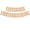 Vintage kraft paper fish-tail swallowtail banner with white HAPPY BIRTHDAY lettering - Kraft Paper Banner with Spiral Charms Set (L-00176-1) / Kraft Paper Color