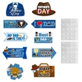Father's Day party photo props set featuring 10 assorted blue and brown card signs - Festival Theme Decoration Set (W-00053)