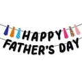 Father's Day banner featuring black letters and colorful patterned tie card decorations - Happy Father's Day Letter & Tie Set (J-0481-1)