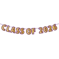 Purple Class of 2026 graduation banner with gold foil lettering for party decorations - CLASS OF 2026 Letter Banner (J-0474-1)