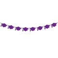 Purple mortarboard graduation banner with tassels for college party decoration - Purple Graduation Cap Garland (J-0474-2)