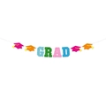 Bunte Glitzer GRAD Banner mit Doktorhut für festliche Abschlussfeier Dekorationen - GRAD (Bunter Glitzer)