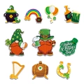 St. Patrick's Day Aufkleber-Set mit Zwergen, Regenbogen und Goldtopf-Motiven - Zwerg und Goldmünzen Stil (W-00039-2)