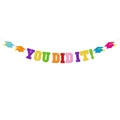 Bunte Glitzer YOU DID IT Abschlussbanner mit Doktorhut Girlande Deko - YOU DID IT! (Bunter Glitzer)