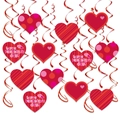 Decorazioni per San Valentino con spirali rosse e biglietti a forma di cuore appesi - Set di Decorazioni a Spirale a Cuore (H-1000256) / Set