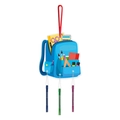 Blue school backpack wind chime with stationery models and metal tubes for party decor - Backpack Style (J-0499-5)