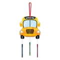 Cartoon yellow school bus wind chime with colorful metal tubes for back to school party - School Bus Style (J-0499-7)