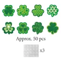 50 grüne Kleeblatt-Ausschnitte aus Papier mit Glitzer für die St. Patrick's Day Deko - Kleeblatt Ausschnitte (L-00411)