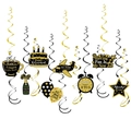Décorations de fête de retraite suspendues en spirale or et noir pour une ambiance festive - Cartes, Spirales Simples et Spirales Doubles(Y-00036)