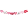 Striscione di San Valentino con cuori rosa e rossi e messaggi romantici per la festa - Stile 1 (J-0454-1)