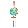 Globe shaped school wind chime with red lanyard and colorful metallic spiral tubes - Globe Style (J-0499-8)