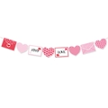Valentinstag-Banner mit XOXO-Buchstaben, rosa Umschlägen und bunten Herzformen - XOXO und LOVE Stil (J-0454-2)