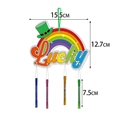 Detailed size view of St. Patrick's Day wind chime with lucky rainbow and hat symbols - Lucky Rainbow Top Hat Style(Y-00514-3)