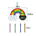 Detailed view of St. Patrick's Day wind chime with Luck motif and size measurements - LUCK Rainbow Gold Pot Style(Y-00514-4)