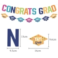 Congrats Grad Banner-Set mit Doktorhut-Ausschnitten für Abschlussfeier-Dekorationen - Deko-Banner mit Buchstaben und Abschlusskappen (L-00104-1)