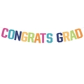 Bunte Congrats Grad Banner Girlande mit leuchtenden Buchstaben für die Abschlussfeier - Congrats Grad Buchstaben-Banner (L-00104-3)