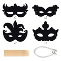 Set di 8 maschere nere da grattare con bastoncini e corde per feste in maschera e party - Set da 8 Pezzi (L-00406)