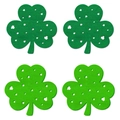 Set of four green felt clover placemats with hollow star and shamrock cutout patterns - Hollow Out Shamrock Placemat (G-00059) / Green