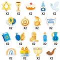 36-delige Chanoeka decoratieve stickersset met Menorah en Ster van David ontwerpen - Set van 36 Stickers (G-00022)