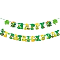 Green St. Patrick's Day banner featuring Happy St. Patrick's Day text and shamrock motifs - Happy St. Patrick's Day Letter Banner (Y-00523)