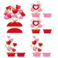 Détail de centres de table en forme de cœur avec nœuds dorés pour décor de mariage - Ornements 3D en 5 Pièces (Y-00492)