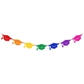 Striscione di laurea glitter arcobaleno con ciondoli a forma di tocco colorato - Banner Cappello di Laurea Glitterato Colorato (Y-00526-2)