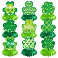Lot de 9 centres de table trèfle en nid d'abeille pour fête de la Saint-Patrick verte - Décoration en nid d'abeille de trèfle de la Saint-Patrick (L-00382)