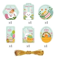 Set of 24 light green Easter bunny gift tags in 6 shapes with golden hanging string - Fresh Light Green Style(W-00048-2)