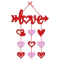 Glittery Valentine's heart hanging decoration with red Love arrow for party home wall decor - Red Pink Heart Letter Door Hanging (J-0433)