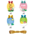 24-piece Easter gift tag set featuring colorful rabbit designs and gold hanging strings - Colorful Egg Shape Style(W-00048-3)