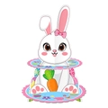 Easter bunny 2-tier cupcake stand featuring cartoon rabbit and floral egg patterns - Easter Bunny Style (J-0452-02)
