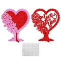 Décorations de table cœur scintillant pour la Saint-Valentin avec texte Love You - Ensemble de 2 Pièces Rouge et Rose (J-0438)