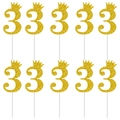 Gold glitzernder Tortenaufsatz Zahl 3 mit Krone für Geburtstage, 10er Set Packung - Nummer 3 mit Krone (mys0061-3)