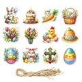 Easter hanging ornaments set featuring 12 unique cartoon rabbit and egg paper tags - Easter Cartoon Tags (Y-00500)