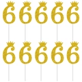 Set of 10 gold glitter number 6 cake toppers with crown design for birthdays - Number 6 Crown Style / 10 Pieces Pack