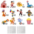 Set di 24 decorazioni a tema circo con disegni di clown, tenda e leone per feste - Set da 24 Pezzi a Tema Circo (Y-00509)