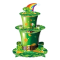 2-tier St. Patrick's Day tiered tray decor with leprechaun hat and shamrock motifs - St. Patrick's Day Green Leprechaun Hat Layered Cupcake Stand (Y-00504-1)