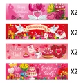Set of 8 Valentine's Day water bottle labels featuring pink hearts and romantic swans - 8Pcs Valentines Day Stickers (J-0431)