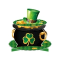St. Patrick's Day pot of gold honeycomb centerpiece with shamrocks and green hat - Shamrock Pot of Gold Honeycomb Desktop Ornament (Y-00504-2)