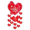 Decorazione a cuore in carta 3D rossa con scritta Happy Valentine's Day e piccoli cuori - Set di decorazioni da appendere a cuore Happy Valentine's Day (Y-00493)
