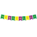 Glittering Mardi Gras party banner with purple green gold flags and fleur-de-lis - Swallowtail MARDI GRAS Letter Banner (H3014-1)