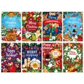 Set of 8 colorful Merry Christmas wine bottle labels with festive holiday illustrations - Christmas Theme (J-0410)