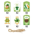 Set di 12 etichette di San Patrizio con trifogli e gnomi, inclusi cordini di canapa - Set di etichette regalo per San Patrizio (W-00025)