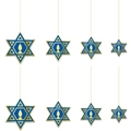 Chanukka Davidstern Hängedekorationen in Marineblau und Gold mit verschiedenen Größen - Hanukkah Hängedekoration (W-00016)